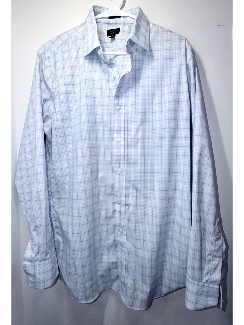 J crew Ludlow blue windowpane mens dress shirt size L